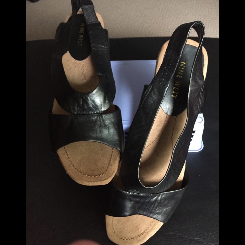 Nine West Soft Black Leather Wedge
